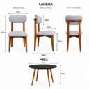 Ver imagem 3 de Kit Mesa Preta 90cm & 4 Cadeiras Estofadas Linho Design Elegante