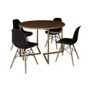 Ver imagem 2 de Mesa Jantar Industrial Redonda 110cm Amêndoa Base V Dourada com 4 Cadeiras Eames Eiffel Madeira Pret
