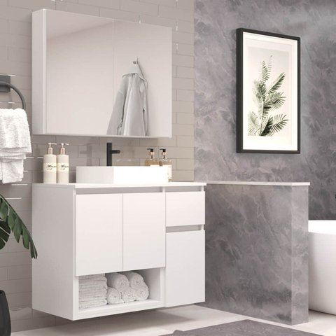 Conjunto de Móveis para Banheiro 80cm Aurora Yescasa Branco