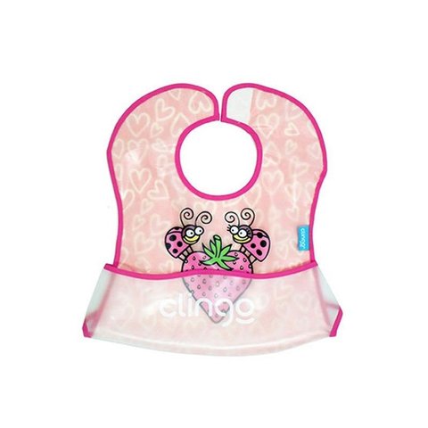 Babador para Bebê Impermeável com Bolso Clingo Moranguinho