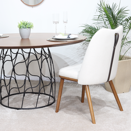 Cadeira Dubai em Madeira Maciça Pinhão com Encosto e Assento Estofado Tecido Macramê - 3