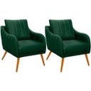 Ver imagem 1 de Kit 2 Poltronas para Sala e Escritório Decorativas Síria Veludo Verde