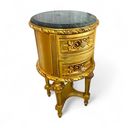 Ver imagem 1 de Mexa Auxiliar Clássica Dourada com Tampo em Mármore 67x40x40cm