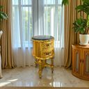 Ver imagem 2 de Mexa Auxiliar Clássica Dourada com Tampo em Mármore 67x40x40cm