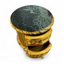 Ver imagem 3 de Mexa Auxiliar Clássica Dourada com Tampo em Mármore 67x40x40cm