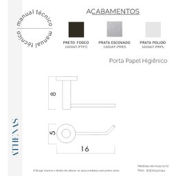 Porta Papel Higiênico de Banheiro Grego Metal Acessório Suporte Redondo Preto Fosco Athenas - 6