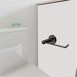 Porta Papel Higiênico de Banheiro Grego Metal Acessório Suporte Redondo Preto Fosco Athenas - 4