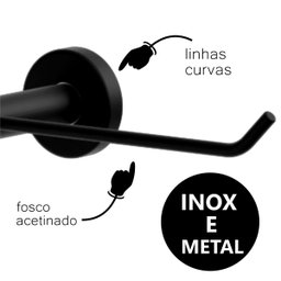 Porta Papel Higiênico de Banheiro Grego Metal Acessório Suporte Redondo Preto Fosco Athenas - 3