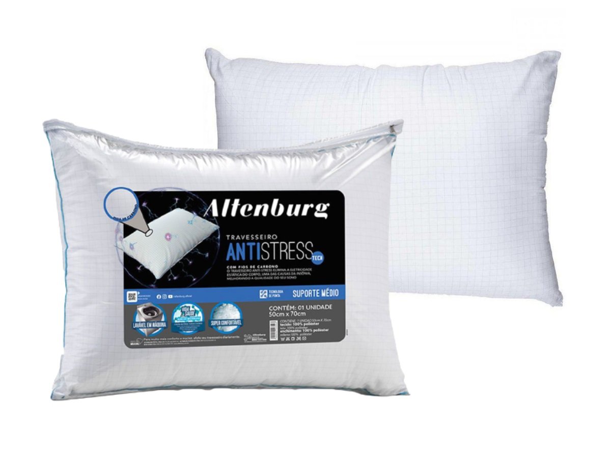 Travesseiro Altenburg Antistress Tech Suporte Médio Branco 50x70cm - 3
