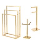 Ver imagem 1 de Kit de Acessorios para Banheiro com 3 Peças em Aço Inox Dourado Brilhante Linha Larissa com Toalheir