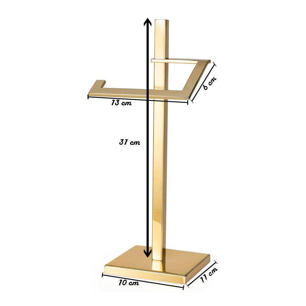 Kit de Acessorios para Banheiro com 3 Peças em Aço Inox Dourado Brilhante Linha Larissa com Toalheir - 2