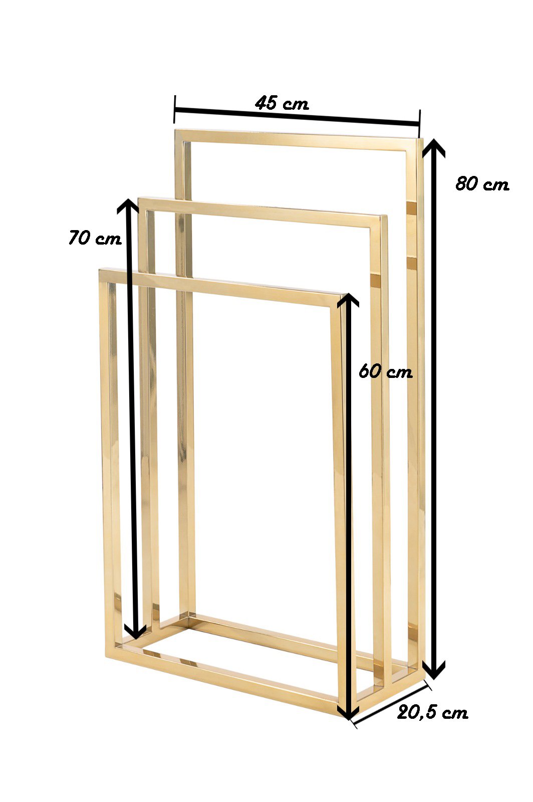 Kit de Acessorios para Banheiro com 3 Peças em Aço Inox Dourado Brilhante Linha Larissa com Toalheir - 4