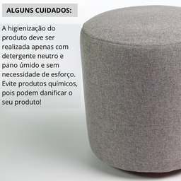 Puff Perse Decorativo Tecido Linho Banqueta Redondo - 5