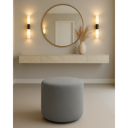 Puff Perse Decorativo Tecido Linho Banqueta Redondo - 1