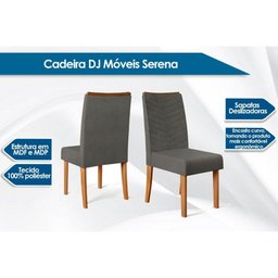 Cadeira Sala de Jantar Serena Kit 6 Un Carvalho Nobre/Linho Saara - DJ Móveis - 2