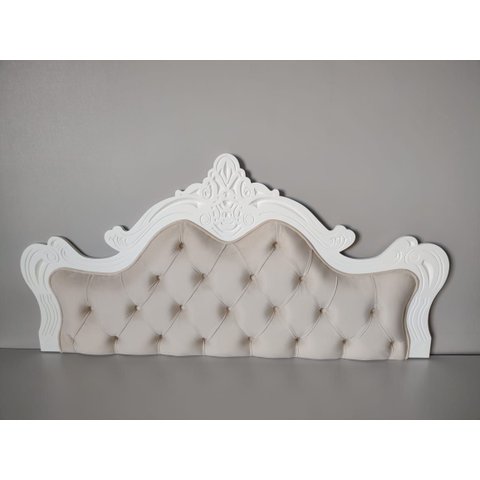 Cabeceira Entalhada Capitonê p/ Cama Box Casal Moldura Branca Veludo - Jl