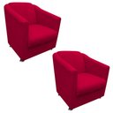 Ver imagem 1 de Kit 2 Poltronas Tilla Decorativa Escritório Suede Vermelho