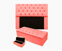 Ver imagem 1 de Kit Cabeceira com Baú Mirage Capitonê 160 cm Suede Rose - Biselo's Decor