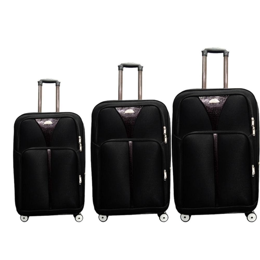 KIT CONJUNTO MALA DE VIAGEM 360º 3 TAMAHO P M G RIGIDA COM RODAS RODINHAS COM SENHA BOLSO FRONTAL - 1