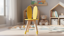 Ver imagem 1 de Cadeira Infantil Coelho Tampo Mdf Pés Pinus Resistente:amarelo
