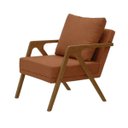 Ver imagem 3 de Kit 2 Poltronas Decorativa Mona Luxo Linho Terracota Base Madeira Maciça