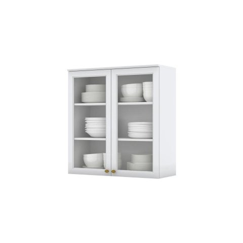 Armário Aéreo 2 Portas 800mm Com Vidro Nova York Henn - Branco Hp