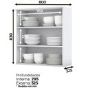Ver imagem 2 de Armário Aéreo 2 Portas 800mm Com Vidro Nova York Henn - Branco Hp