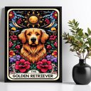 Ver imagem 1 de Quadro Carta Tarot - The Golden Retriever 24x18cm - com Vidro:moldura Preta