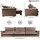 Ver imagem 2 de Sofá Retrátil e Reclinável 3,55m Molas Ensacadas Cama inBox Big Space com Bordado 3D Velusoft