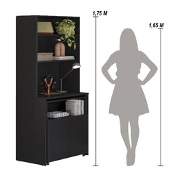 Armário Escrivaninha 2 Portas com Mesa Retrátil Duo - Preto - 4