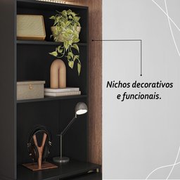 Armário Escrivaninha 2 Portas com Mesa Retrátil Duo - Preto - 6