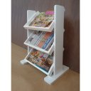 Ver imagem 3 de Revisteiro de Piso Chão Porta Revistas Livros Jornal Branco Laca