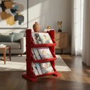 Ver imagem 1 de Revisteiro de Piso Chão Porta Revistas Livros Jornal Vermelho Laca