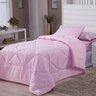 Kit Edredom Solteiro Aconchego Dupla Face 04 Peças Rosa - 1