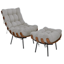 Ver imagem 1 de Poltrona Costela Cinza Linho Decorativa Sala Quarto Puff