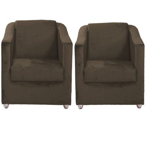 Kit 2 Poltronas Decorativas Lucy Suede Marrom MV Estofados