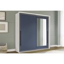 Ver imagem 1 de Guarda Roupa Casal 2 Portas de Correr (1 C/ Espelho) e 2 Gavetas Valência Branco/azul - Politorno
