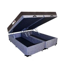 Cama Box Baú King Colchão Molas Ensacadas+box Bipartidocinza - 1