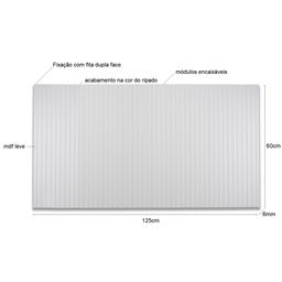 Cabeceira Ripada branca Casal Modular 125x60 fácil instalar - 5