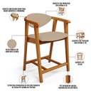 Ver imagem 4 de Banqueta Baixa para Cozinha Sala de Jantar Bancada Cecília L02 Linho Bege Escuro - Lyam Decor
