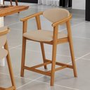 Ver imagem 2 de Banqueta Baixa para Cozinha Sala de Jantar Bancada Cecília L02 Linho Bege Escuro - Lyam Decor