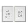 Conjunto de 2 Quadros Decorativos Is Love | Moldura Flutuante Branca:22,2x32,2 - 1