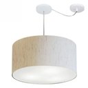 Ver imagem 1 de Lustre Pendente Cilindrico Com Desvio Md-4261 Cupula Tecido 50x30cm Linho Bege