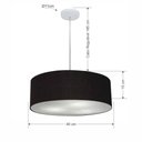 Ver imagem 2 de Lustre Pendente Cilindrico Md-4132 Cupula Tecido 40x15cm Preto