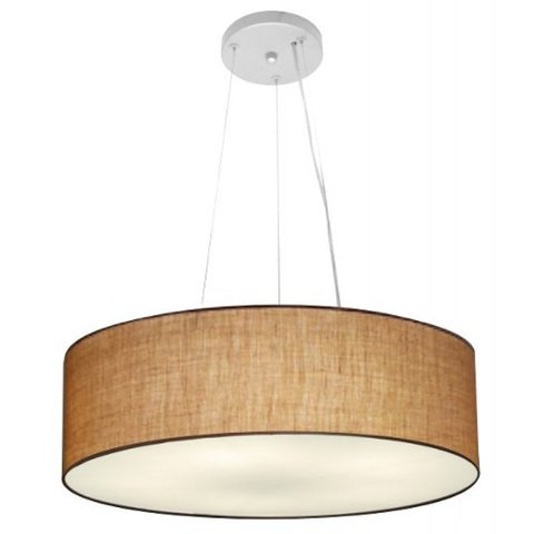 Lustre Pendente Cilindrico Md-4134 Cupula Tecido 50x15cm Palha