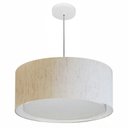 Ver imagem 1 de Lustre Pendente Cilindrico Duplo Md-4294 Cupula Tecido 50x25cm Linho Bege