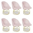 Ver imagem 1 de Kit 06 Cadeiras Poltrona de Jantar Bela Suede Base Metálica Luxo Dourado - Pallazio