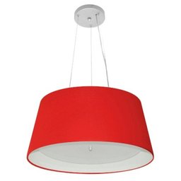 Lustre Pendente Cone Md-4144 Cupula Duplo Tecido 25/50x40cm Vermelho - 1