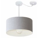 Ver imagem 1 de Lustre Pendente Cilindrico Com Desvio Md-4230 Cupula Tecido 50x25cm Rustico Cinza