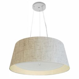Lustre Pendente Cone Md-4015 Cupula Duplo Tecido 25/60x50cm Rustico / Bege - 1
